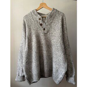 1990s Cotton & Wool Ragg Sweater | Vintage Slouchy Henley Knit